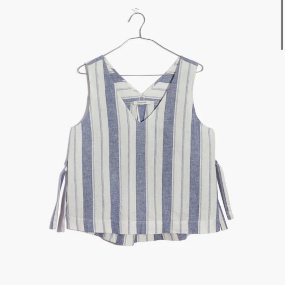 NWT madewell side tie linen stripe tank top size xs